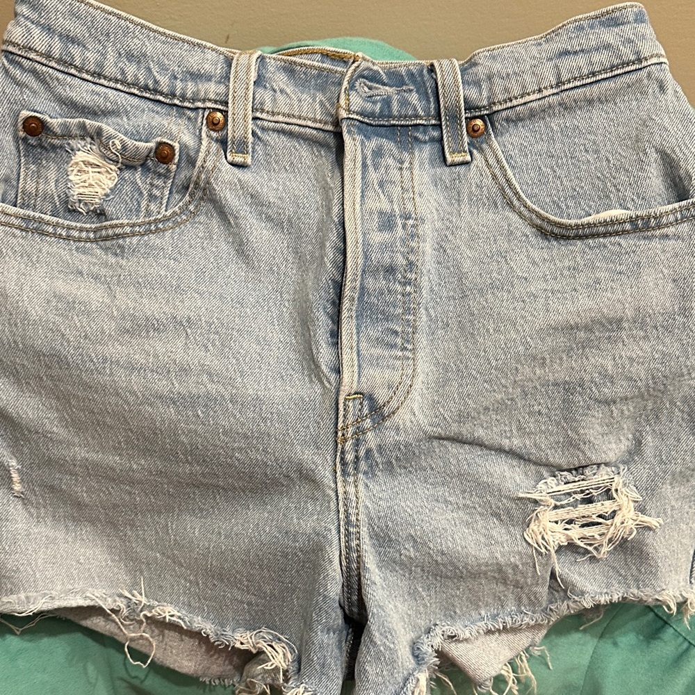 Levi's Light Blue Distressed Jean Shorts